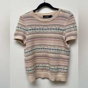 Ralph Lauren Beige and Pastel Striped Sweater